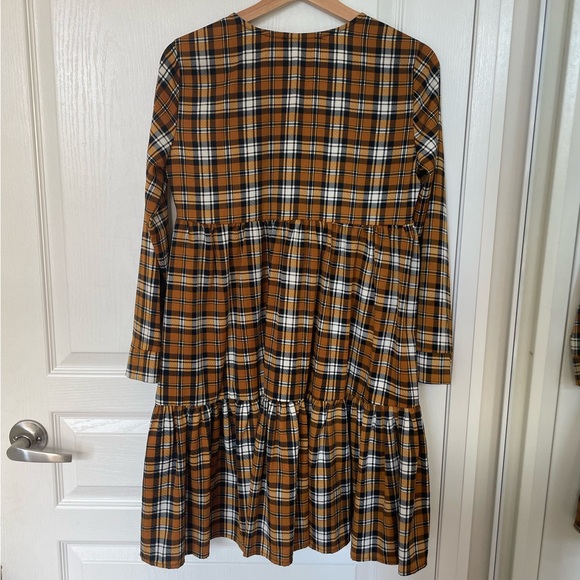 Plaid Long Sleeve Babydoll Dress - Picture 2 of 4